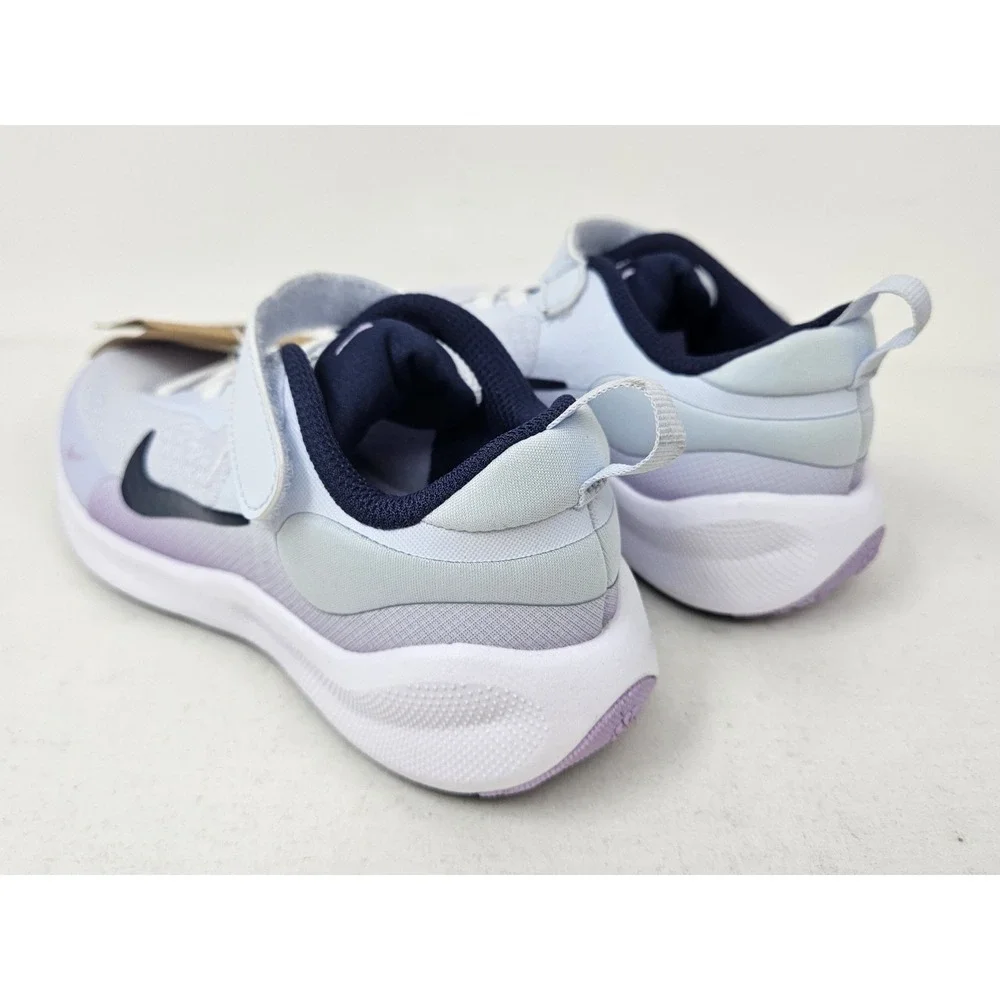 Nike Revolution 7 PSV Kids Running Shoes Size 12.5c Gray/Navy Blue/Lilac NEW!